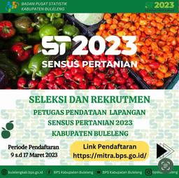 PENDAFTARAN TERBUKA PETUGAS PENDATAAN LAPANGAN SENSUS PERTANIAN 2023